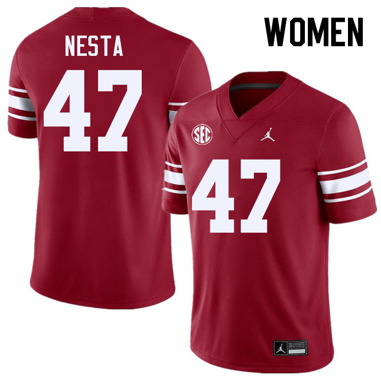 Women #47 James Nesta Oklahoma Sooners 2024 SEC Conference College Football Jerseys-Throwback